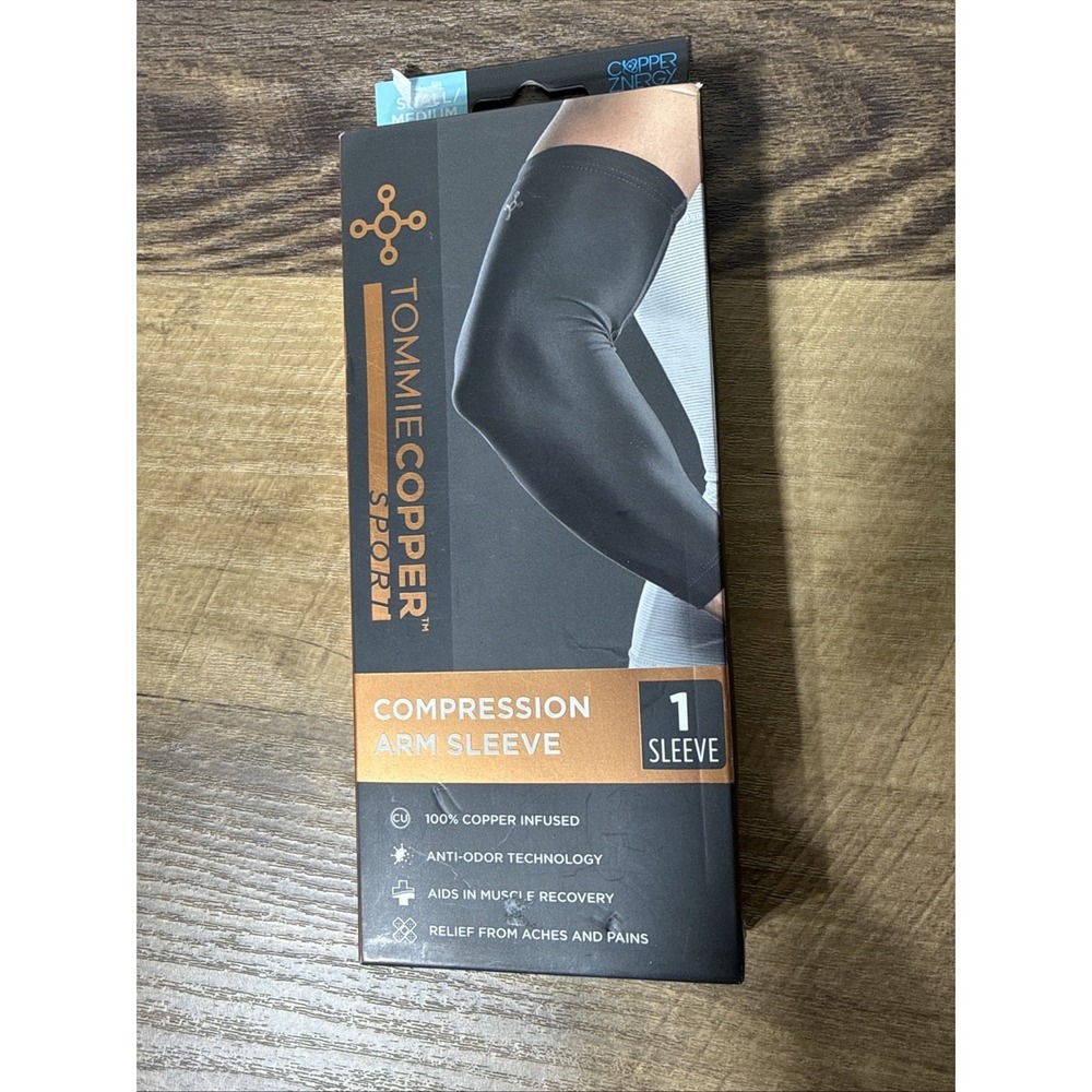 TOMMIE COPPER COMPRESSION ARM SLEEVE JOINT PAIN RELIEF SMALL/MEDIUM - BLACK